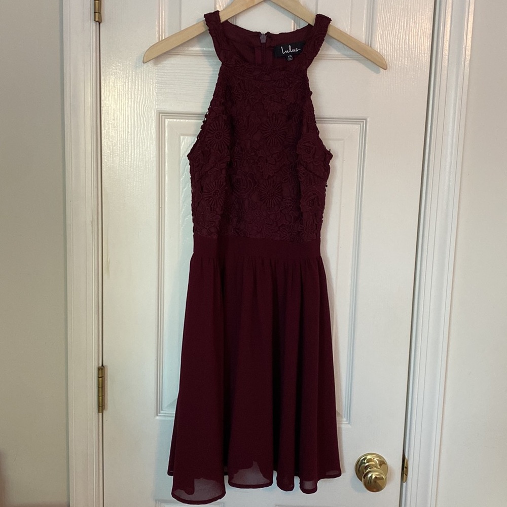 Lulu’s Burgundy Mini Cocktail Dress